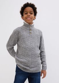 bonprix Troyer, grau, Gr.128/134, Warmer Jungen Strickpullover mit weichem Futter