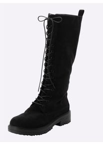 sheego Große Größen Schnürstiefel in Wildleder-Optik, schwarz, Größe 40 - Damen