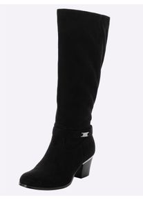 sheego Große Größen Weitschaftstiefel in Wildleder-Optik, schwarz, Größe 43 - Damen