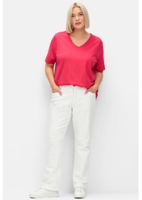 sheego Große Größen T-Shirt mit doppellagigem Vorderteil, sorbet pink, Größe 44/46 - Damen