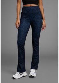 Leggings FAYN SPORTS, Damen, Gr. 96, K + L Gr, navy, schwarz, Obermaterial: 80% Polyester, 20% Elasthan, bedruckt, bootcut fit, Hosen Leggings, Reflektor Logo-Print, Topseller