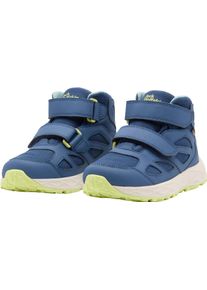 Wanderschuh Jack Wolfskin "WOODLAND 2 TEXAPORE MID VC K", Jungen, Gr. 32, blau (evening sky), Synthetik, Textil, Schuhe Wanderschuh, wasserdicht, Trekkingschuh