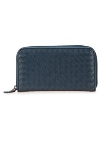Bottega Veneta Portemonnaie - Nappa Intrecciato Zip Around Long Wallet - Gr. unisize - in Blau - f&uuml;r Damen