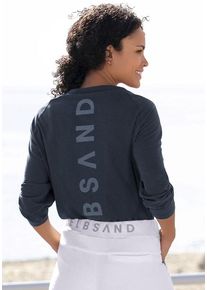 ELBSAND Longsleeve 'Tinna' blau Gr. L (40) für Damen. Rundhals und Logodruck. Figurumspielend. Nachhaltig.