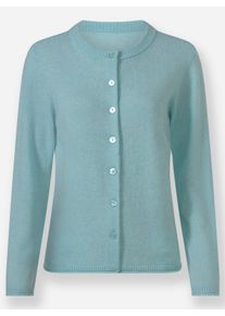 sheego Gro&szlig;e Gr&ouml;&szlig;en Feinstrickjacke mit Kaschmir, aqua-meliert, Gr&ouml;&szlig;e 52/54 - Damen
