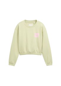 Sweater Tom Tailor, M&auml;dchen, Gr. 176, gr&uuml;n (seed gr&uuml;n), Sweatware, Obermaterial: 70% Baumwolle, 30% Polyester, bedruckt, unifarben, l&auml;ssig geschnitten h&uuml;ftlang, Rundhals, elastischer Bund, Sweatshirts Sweater, mit Statement-Print