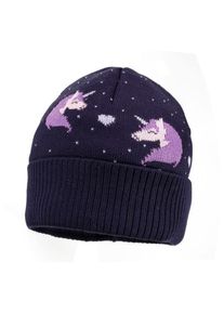 MaxiMo Girl-Mütze Einhorn mit Umschlag und Futter Mütze Kinder Alltag (Gr 51-53 cm |blau)