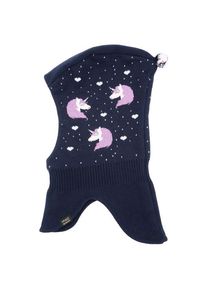 MaxiMo Girl-Schlupfmütze Jacquard Einhorn Mütze Kinder Alltag (Gr 51-53 cm |blau)
