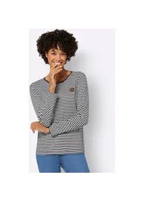 T-Shirt Casual Looks "Shirt", Damen, Gr. 50, schwarz-wei&szlig; (schwarz, wei&szlig;, gestreift), 50% Baumwolle, 50% Modal, gemustert, gestreift, Rundhals, Shirts T-Shirt