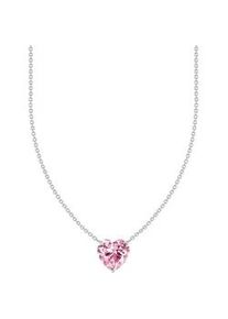 Kette mit Anh&auml;nger Thomas Sabo "gro&szlig;er Herz-Anh&auml;nger" Gr. 45, bunt (silberfarben, rosa), Halsketten, Damen, 45, Silber 925 (recycelt), mit Zirkonia (synth.)