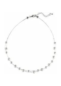 Collier Firetti "Drahtcollier, 3 reihig", silber (wei&szlig;, silberfarben), Halsketten, Damen, Materialmix Perlen, L: 53,5, Materialmix, Perlen, Collier, mit Glasperle