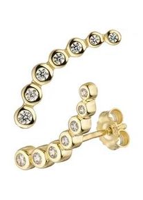 Paar Ohrstecker Jobo "Ohrringe mit 14 Zirkonia", gold (gelbgold 333), Ohrringe, Damen, Gelbgold 333, 333 Gold