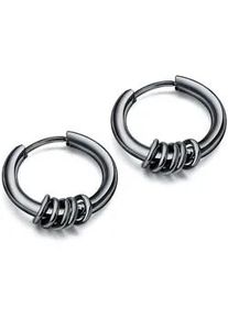Paar Creolen Firetti "Schmuck Geschenk Circles", schwarz, Ohrringe, Damen, 15mm, Edelstahl, Einh&auml;nger abnehmbar