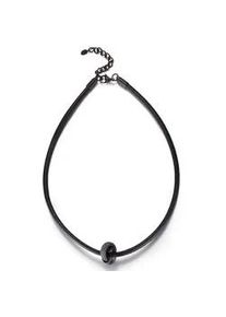 Kette mit Anh&auml;nger Kingka "SLN8307BGY", schwarz (schwarz, grau), Halsketten, Damen, Edelstahl Leder, L: 50, Edelstahl, Leder