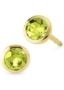Paar Ohrstecker OROLINO "Gold 585 mit 2x Peridot rund", gelb (gelb, gr&uuml;n), Ohrringe, Damen, one-size, Gold
