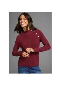 Strickpullover Laura Scott, Damen, Gr. 38, rot, Strick, Obermaterial: 50% Viskose, 26% Polyamid, 24% Polyester, unifarben, l&auml;ssig geschnitten h&uuml;ftlang, Rundhals, Raglan&auml;rmel, Pullover Strickpullover, kuscheliger Winterstrick mit Knopfdetail und Stehkragen