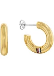 Paar Creolen Tommy Hilfiger "CIRCLES", gelb (gelbgoldfarben, edelstahlfarben), Ohrringe, Damen, 22mm, Edelstahl, mit Emaille