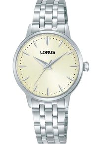 Lorus Damen Quarzuhrsilberfarben, gelb, Armbanduhren, Armbanduhr, Damenuhr, Edelstahlarmband, analog
