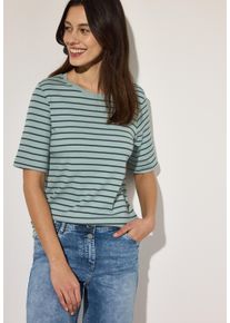 Cecil Damen T-Shirtcool salvia grün, casual, Gr. XL, gestreift, Jersey, Feinripp, Obermaterial: 95% Baumwolle, 5% Elasthan, Shirts, mit Streifen