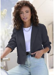 Lascana Kurzblazer blau Gr. 34 für Damen. Figurumspielend. Nachhaltig.