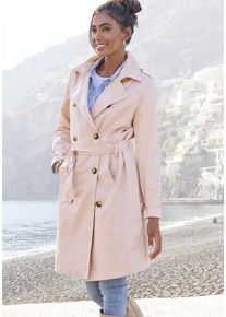 Lascana Trenchcoat pink Gr. 34 für Damen. Mit V-Ausschnitt. Figurumspielend