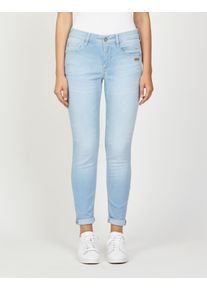 Gang Damen Relax-fit-Jeans "94AMELIE"sky destroy bleach, modisch, Gr. 30, Denim/Jeans, Obermaterial: 92% Baumwolle, 6% Polyester, 2% Elasthan, Jeans,