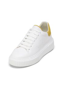 Marc O'Polo MARC O'POLO Damen Sneaker "aus Rindleder", Gr. 40weiß, light gelb, Obermaterial: 100% Leder, unifarben, Schuhe