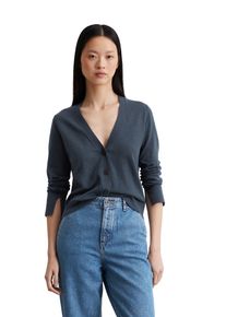 Marc O'Polo MARC O'POLO Damen Cardigan "aus Baumwoll-Leinen-Slub-Garn"muted blau, casual, Gr. L, unifarben, Obermaterial: 90% Baumwolle, 10% Leinen, Strickjacken