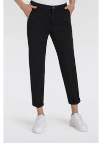 MAC Damen Chinohose "CHINO turn up"schwarz ppt, casual, Gr. 48, Web, Obermaterial: 97% Baumwolle, 3% Elasthan, Hosen, mit dezentem Glanz, elegant und
