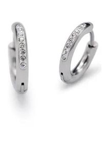 Paar Creolen Firetti "Schmuck Geschenk Glamour", silber (edelstahlfarben, kristallwei&szlig;, kristallwei&szlig;), Ohrringe, Damen, 15,3mm, Edelstahl, mit Zirkonia (synth.)