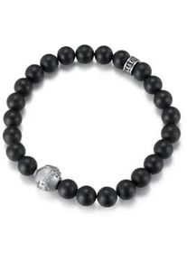 Perlenarmband Firetti "Schmuck Geschenk Armschmuck Armkette Perle", schwarz (edelstahlfarben, schwarz, schwarz), Armb&auml;nder, Herren, 18cm, Edelstahl Nylon, Edelstahl, Nylon, Perlenarmband, mit Onyx, Jaspis oder Tigerauge (synth.)