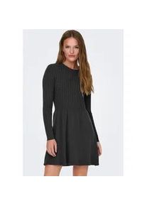 Strickkleid Only "ONLFIA LS CABLE DRESS KNT", Damen, Gr. XS, N-Gr, grau (dunkelgrau melange), Strick, Obermaterial: 50% Viskose, 27% Nylon, 23% Polyester, meliert, regular fit ca. Mitte Oberschenkel, Rundhals, Kleider Strickkleid, Viskosemischung, regular fit
