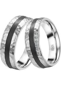 Trauring DOOSTI "Schmuck Geschenk Edelstahl Trauring Ehering Partnerring LIEBE" Gr. 62, schwarz (edelstahlfarben, schwarz), Fingerringe, Damen, 62,mit Zirkonia, Carbon Edelstahl, 7mm, Carbon, Edelstahl, Trauring, wahlweise mit oder ohne Zirkonia