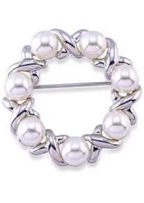 Brosche Firetti "Schmuck Geschenk Ansteckschmuck Perlenbrosche", wei&szlig; (metallfarben, wei&szlig;), Broschen, Damen, Metall, Brosche, mit Glasperle