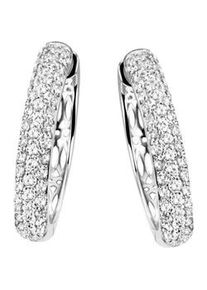 Paar Creolen Firetti "Schmuck Geschenk Silber 925 Ohrschmuck Pav&eacute;-Optik glitzernd", silber (silberfarben, kristallwei&szlig;, kristallwei&szlig;), Ohrringe, Damen, 21mm, Silber 925 (Sterlingsilber), mit Zirkonia (synth.)