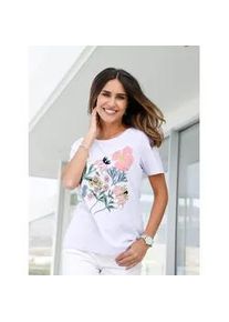 Kurzarmshirt Classic Basics "Shirt", Damen, Gr. 50, wei&szlig; (wei&szlig;, bedruckt), 100% Baumwolle, bedruckt, gebl&uuml;mt, gemustert, Rundhals, Shirts