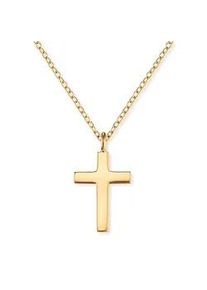 Kette mit Anh&auml;nger Engelsrufer "Ein Schutzengel f&uuml;r die Ewigkeit", gold (gelbgoldfarben), Halsketten, Damen, Silber 925 (Sterlingsilber), L: 42 B: 1,3mm, Kreuzkette Silberkette, B:1,3mm