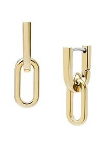 Paar Creolen Fossil "Schmuck Geschenk Edelstahl Ohrringe Heritage D-Link", gelb (gelbgoldfarben, edelstahlfarben), Ohrringe, Damen, Edelstahl