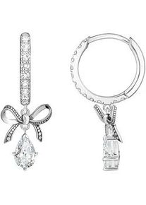 Paar Creolen Thomas Sabo "mit Schleifen-Anh&auml;nger", bunt (silberfarben, wei&szlig;, wei&szlig;), Ohrringe, Damen, Silber 925 (recycelt), mit Zirkonia (synth.)