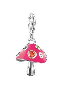 Charm-Einh&auml;nger Thomas Sabo "Charm Bunter Pilz", silber (silberfarben, wei&szlig;, pink, orange, amethyst, wei&szlig;, pink, orange, amethyst), Charms, Damen, Silber 925 (recycelt), mit Glas-Keramik Stein, Zirkonia (synth.), Rubin (synth.)