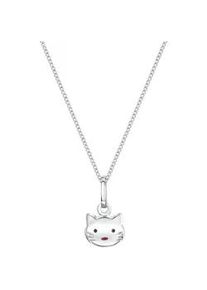 Kette mit Anh&auml;nger Firetti "Schmuck Geschenk Silber 925 Halsschmuck Halskette Panzerkette Katze", bunt (silberfarben, schwarz, rot), Halsketten, M&auml;dchen, Silber 925 (Sterlingsilber), L: 38 B: 1mm, B:1mm