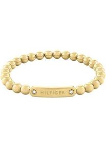 Armband Tommy Hilfiger "METAL BEADS", gold (gelbgoldfarben, wei&szlig;, wei&szlig;), Armb&auml;nder, Damen, 16,5cm, Edelstahl, Armband, mit Preciosa Crystal