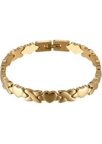 Armband Firetti "Schmuck Geschenk Edelstahl Armschmuck Gliederarmband X und Herz", gold (gelbgoldfarben), Armb&auml;nder, Damen, 19,8cm, Edelstahl, Armband
