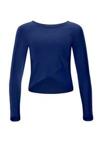 Langarmshirt WINSHAPE "Cropped Functional Light and Soft", Damen, Gr. XL, blau (dunkelblau), 85% Polyester, 15% Elasthan, Rundhals, Shirts Langarmshirt, Overlap-Applikation