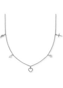Kette mit Anh&auml;nger Engelsrufer "Glaube Liebe Hoffnung", wei&szlig; (silberfarben, kristallwei&szlig;, wei&szlig;), Halsketten, Damen, Perlen Silber 925 (Sterlingsilber), L: 50 B: 1,42mm, Perlen, Silber 925 (Sterlingsilber), Made in Germany - mit Zirkonia (synth.) - mit S&uuml;&szlig;wasserzuchtperle, B:1,42mm