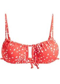 Bandeau-Bikini-Top Roxy "Pt Beach Classics", Damen, Gr. XS, Cup B, poppy rot dancing ditsy swim, Obermaterial: 85% Microfaser, 15% Elasthan;, Bikini-Oberteile