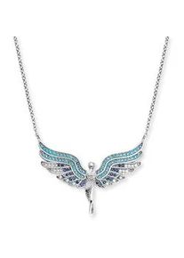 Kette mit Anh&auml;nger Engelsrufer "Flyangel Engel", silber (silberfarben, kristallwei&szlig;, aquablau, blau, hellblau), Halsketten, Damen, Silber 925 (Sterlingsilber), L: 44 B: 1,33mm, Made in Germany - mit Zirkonia (synth.), B:1,33mm