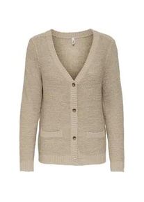 Strickjacke Only "ONLGEENA LS BUTTON CARDIGAN KNT", Damen, Gr. XS, beige (simply taupe), Strick, Obermaterial: 65% Polyacryl, 35% Polyamid, unifarben, regular fit, V-Ausschnitt, Rippb&uuml;ndchen, Strickjacken Strickjacke