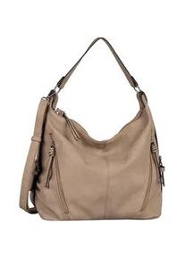 Hobo Tom Tailor "CAIA Hobo bag", Damen, Gr. B/H/T: 37cm x 30cm x 14cm, grau (taupe), Lederimitat, Polyurethan (PU), Strukturmuster, aufgeraut, clean, unifarben, Taschen Hobo, in schlichter Optik
