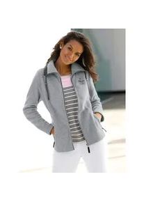 Fleecejacke Casual Looks, Damen, Gr. 40, grau (hellgrau, meliert), 100% Polyester, unifarben, Jacken Fleecejacke